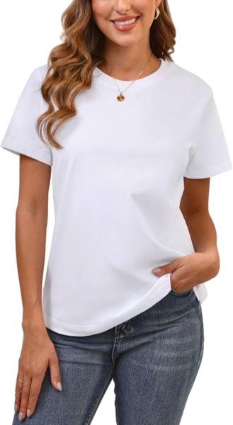 Custom Cotton Basic T Shirts for Women Crew Neck Short Sleeve Wholesale