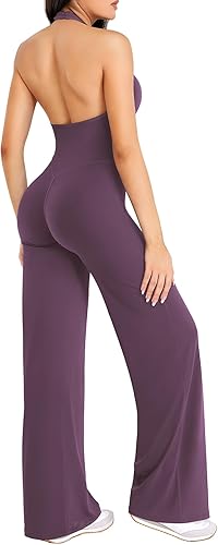 Jumpsuits for women One Piece Sleeveless Halter Romper Wide Leg Full Length Bodycon