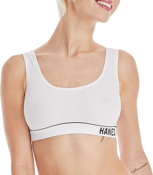 Seamless Rib Crop Bralette Scoop Neckline Pullover Wireless Bra