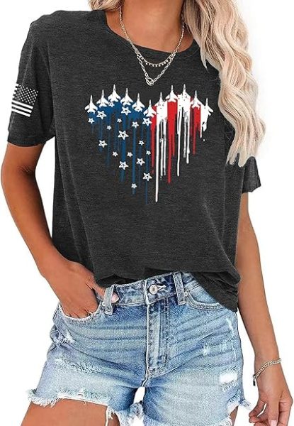 USA Flag Shirts for Women Vintage American Flag Graphic Tshirts Wholesale