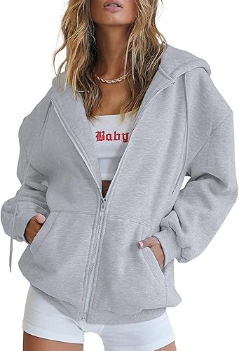 Women Zip Up Y2K Hoodies Casual Long Sleeve Sweatshirts