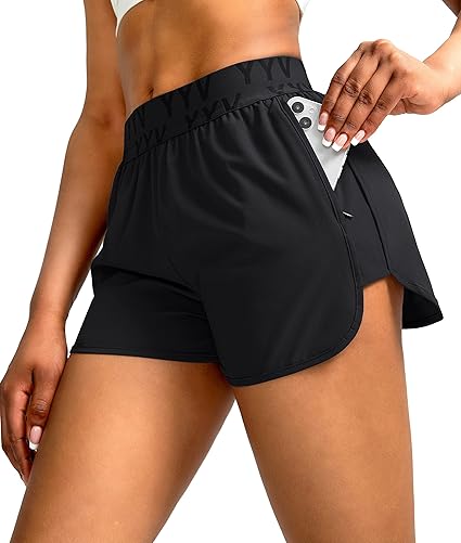 Women Running Shorts with Zipper Pockets